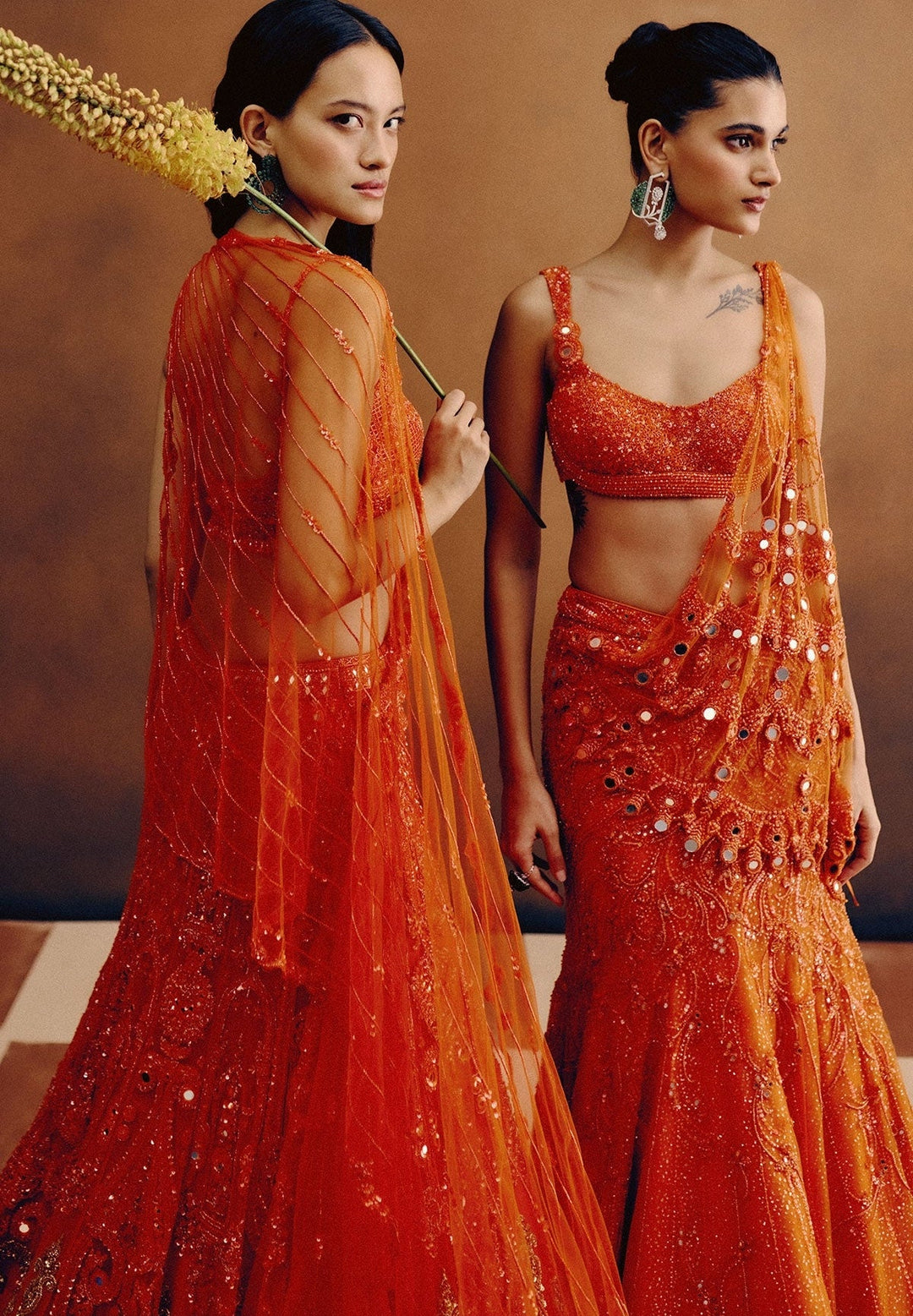 Kavya Molten Sunset Net Sari - full set