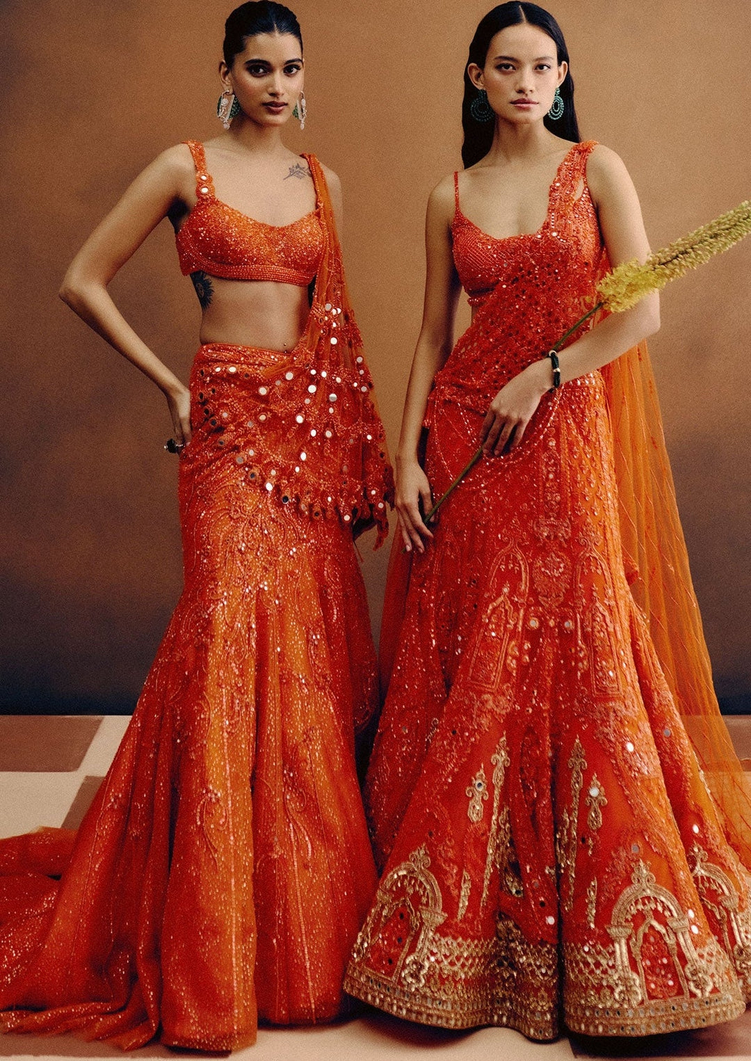 Kavya Molten Sunset Net Sari - dupatta