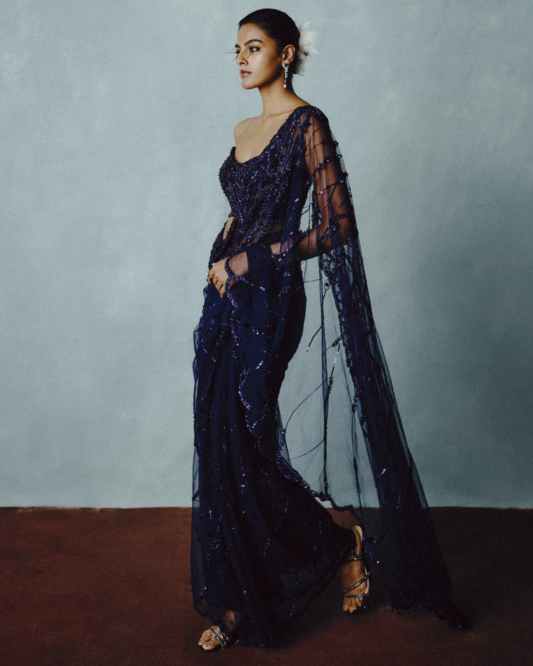 Anika Twilight Tulle Sari - full set