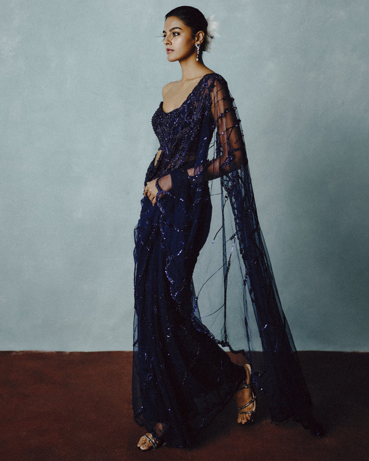 Anika Twilight Tulle Sari - full set