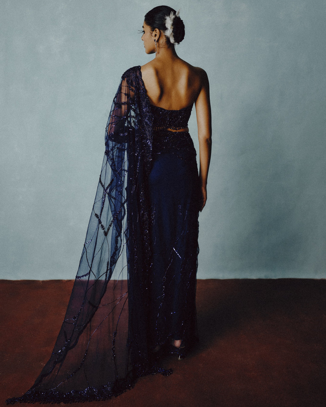 Anika Twilight Tulle Sari - bustier detail