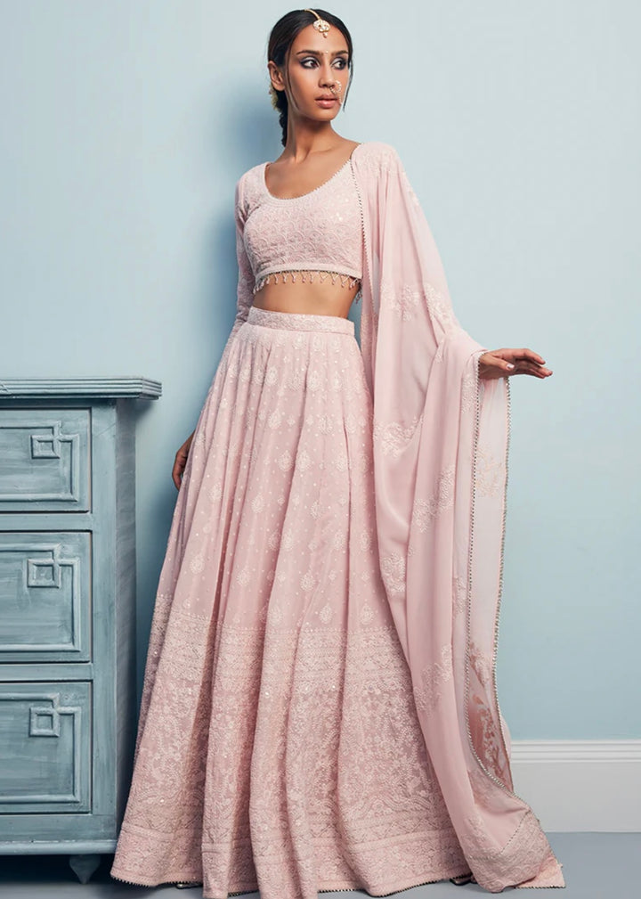 Eliza Embroidered Lehenga in Blush Pink