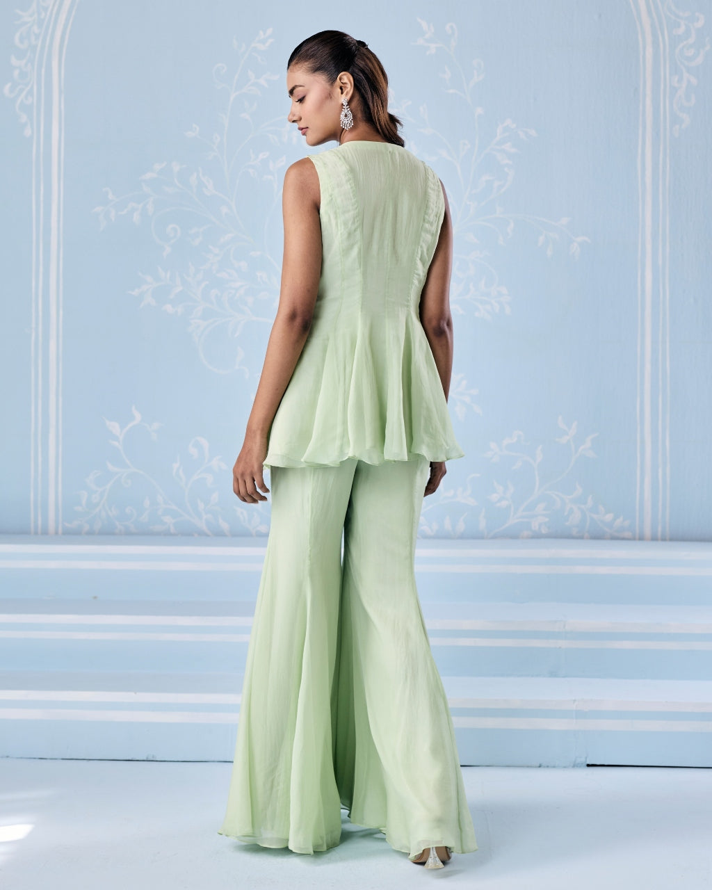 Naira Mint Green Peplum Pants Set - full set