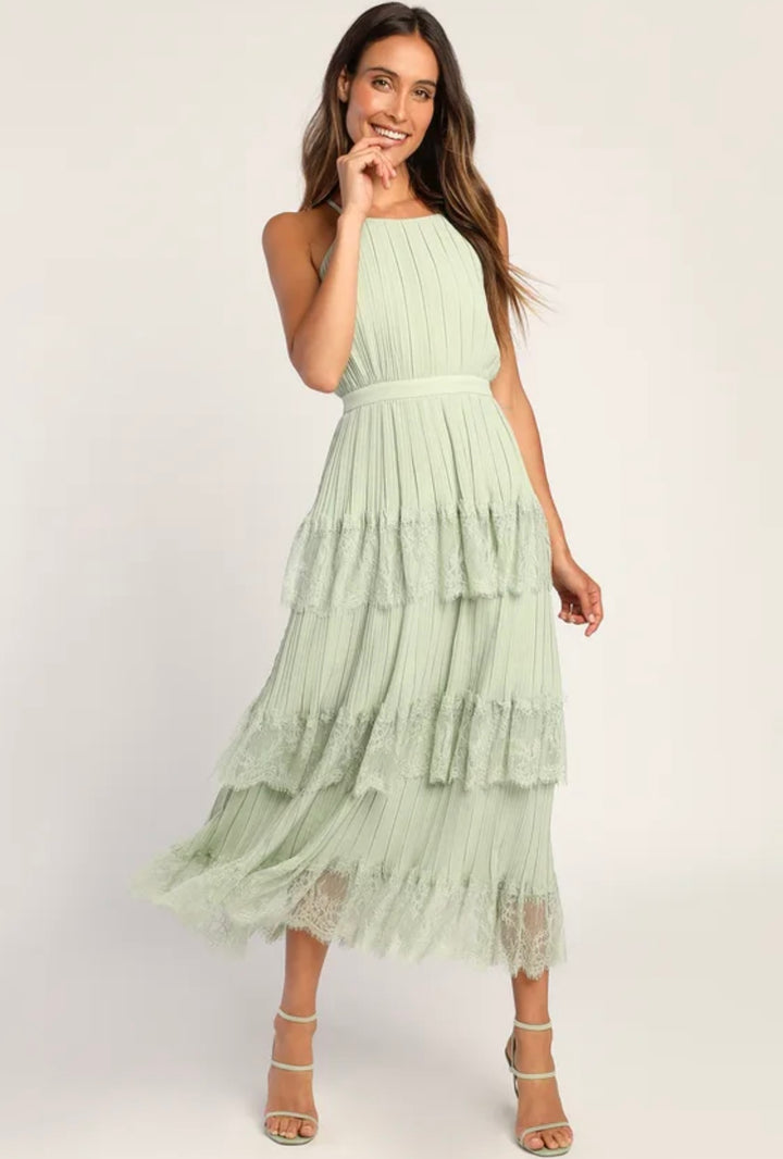 Sierra Tiered Dress in Sage Green