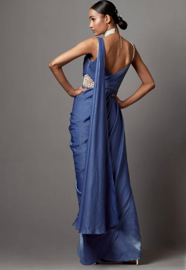 Binty Drape Gown in Blue