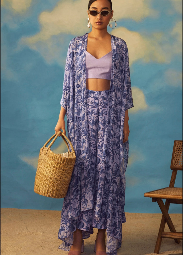 Chavi Blue Purple Pant Set