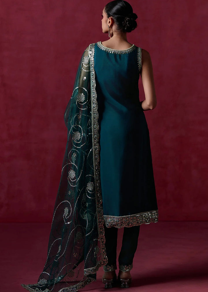 Giya Silk Straight Suit in Green