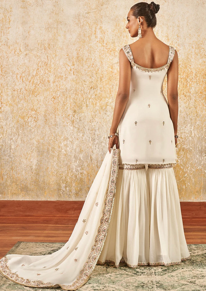 Gaya Gharara Suit in Ivory