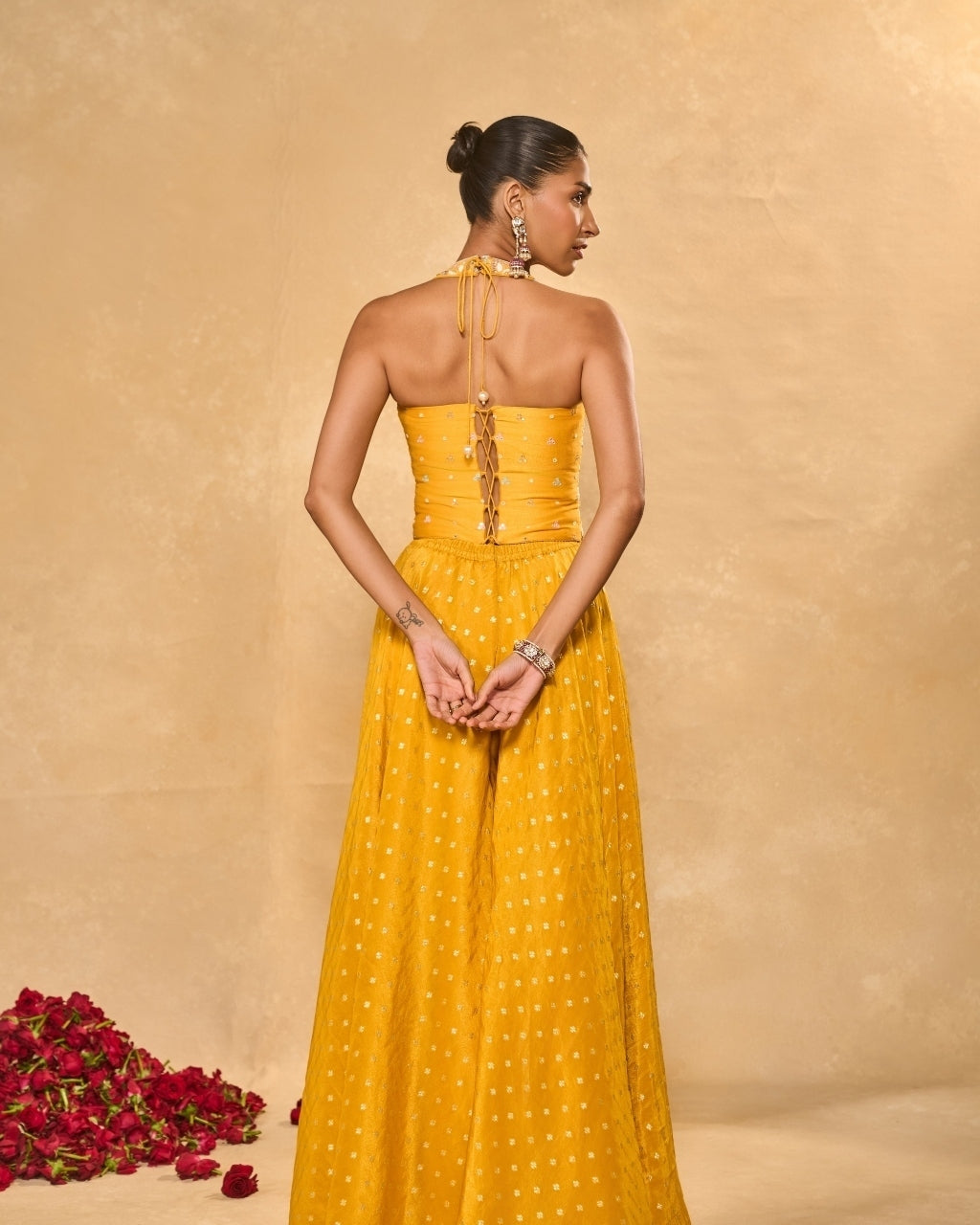 Riz Powder Blue Yellow Corset Set - full set