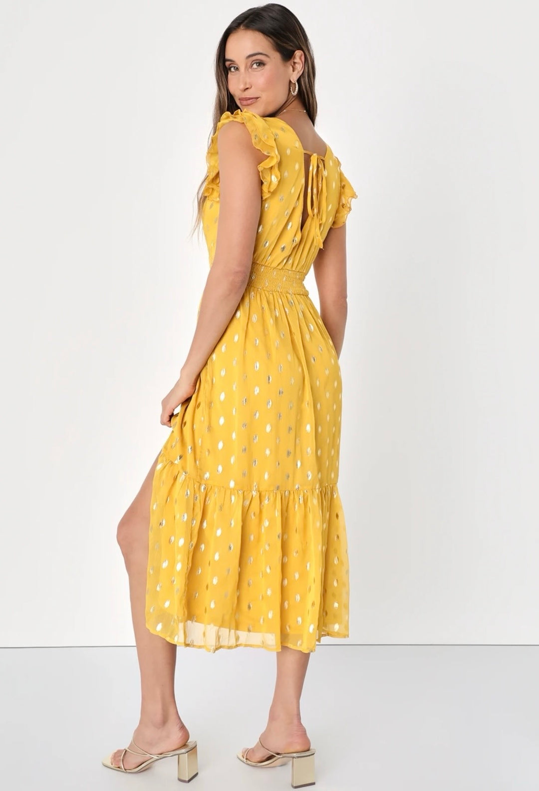 Yelena Spotted Dress in Yellow