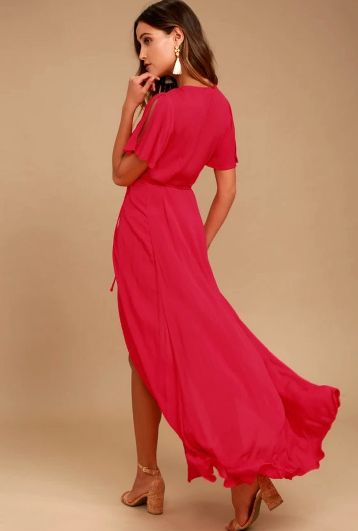 Rita Wrap Dress in Red