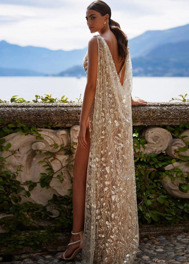 Natalia Embellished Gown in Nude