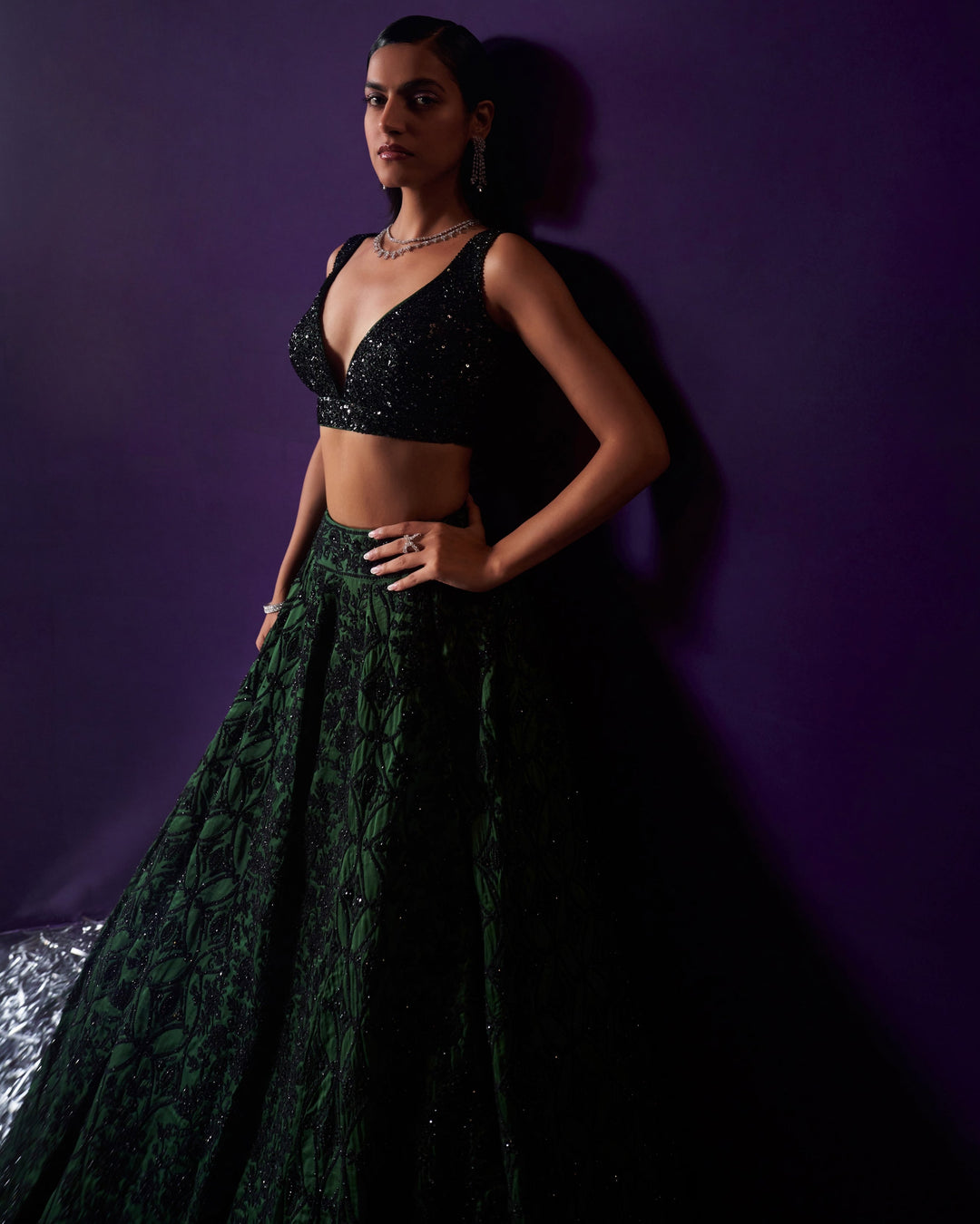 Priya Green Lehenga by Angad Singh - skirt embroidery