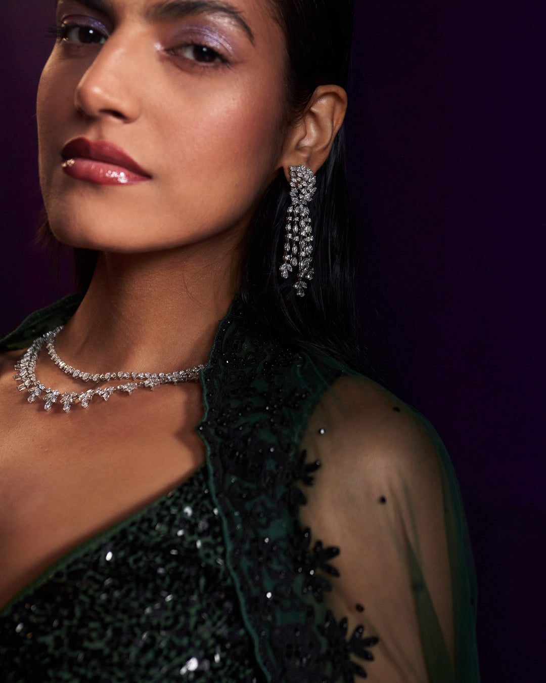 Priya Green Lehenga by Angad Singh - back tassel tie-up