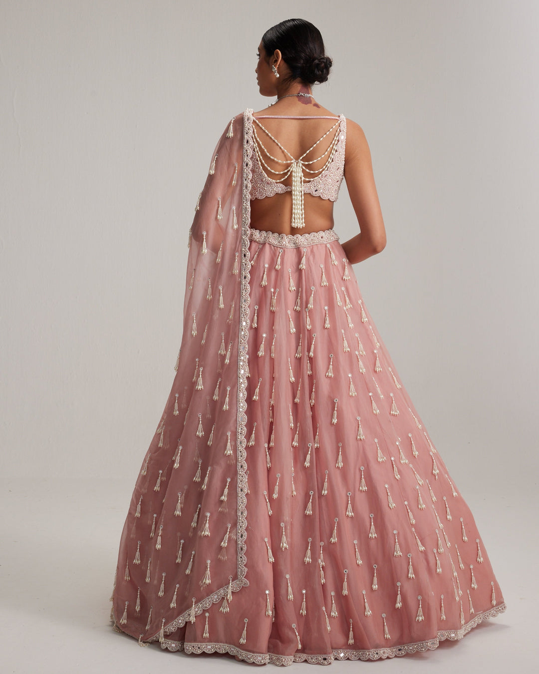 Zara Dusty Rose Organza Lehenga - full set