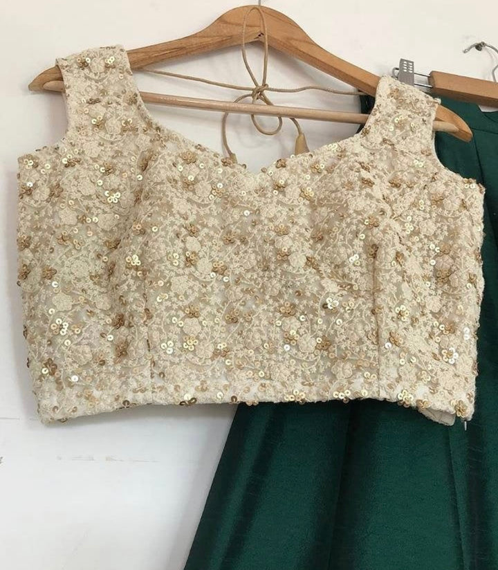 Ami Lehenga in Green & Cream